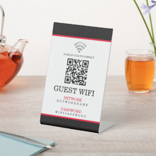 Wifi Password and Network Personalised QR Code Pedestal Sign
