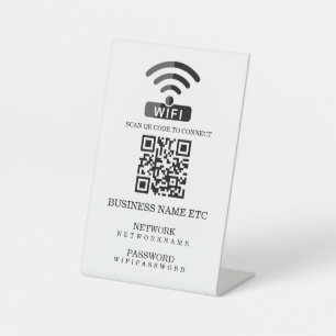 Wifi Password and Network Personalised QR Code Pedestal Sign
