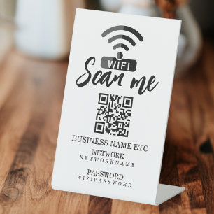 Wifi Password and Network Personalised QR Code Pedestal Sign