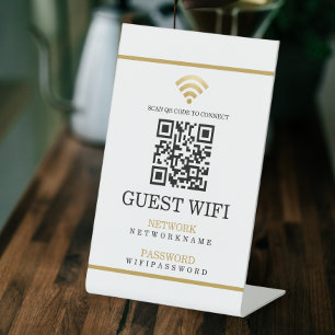 Wifi Password and Network Personalised QR Code Pedestal Sign
