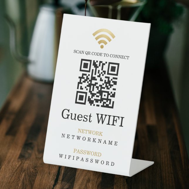Wifi Password and Network Personalised QR Code Pedestal Sign (Creator Uploaded)