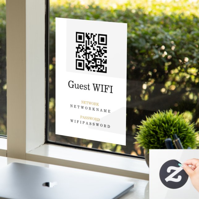 Wifi Password and Network Personalised QR Code Window Cling (Office)