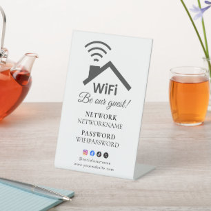 Wifi Password and Network Personalized Pedestal Sign