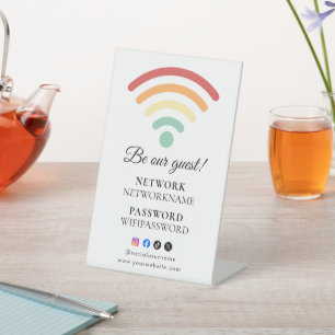 Wifi Password and Network Personalized Pedestal Sign