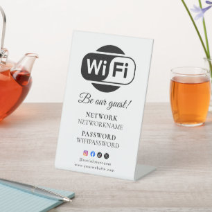 Wifi Password and Network Personalized Pedestal Sign