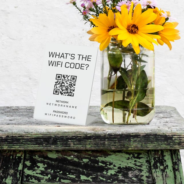 Wifi Password and Network Personalized QR Code Pedestal Sign (Creator Uploaded)