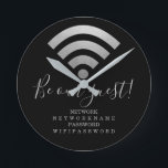 Wifi Password and Network Personalized Round Clock<br><div class="desc">Wifi Password and Network Personalized information wall clock - ideal for home or business .. this clock is practical and informative - add your own network and wi-fi details - clocks from Ricaso</div>
