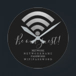 Wifi Password and Network Personalized Round Clock<br><div class="desc">Wifi Password and Network Personalized information wall clock - ideal for home or business .. this clock is practical and informative - add your own network and wi-fi details - clocks from Ricaso</div>
