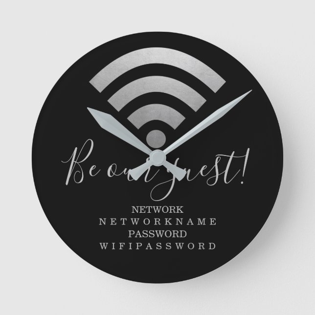 Wifi Password and Network Personalized Round Clock (Front)