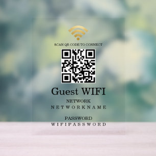 Wifi Password and Network QR Code Personalised Acrylic Sign