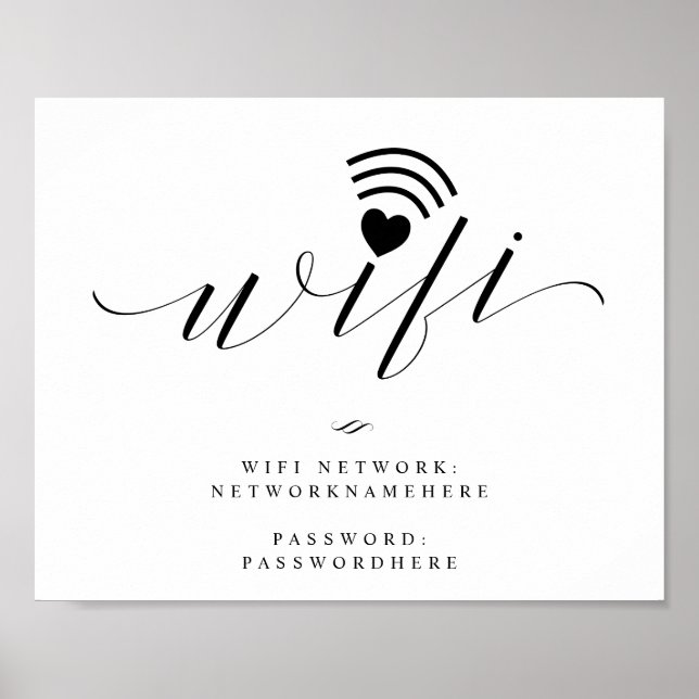 Wifi Password Calligraphy Script Wedding Sign (Front)