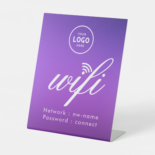 WiFi Password Code Business Logo Blue  Pedestal Sign (Front)