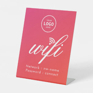 WiFi Password Code Business Logo Blue Pedestal Sign