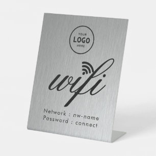 WiFi Password Code Business Logo Blue  Pedestal Sign