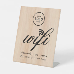 WiFi Password Code Business Logo Blue Pedestal Sign