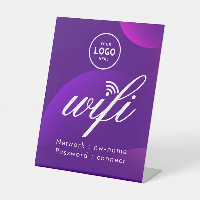 WiFi Password Code Business Logo Blue  Pedestal Sign (Front)