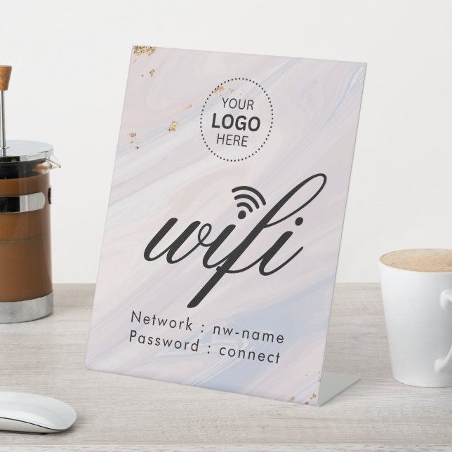 WiFi Password Code Business Logo Pedestal Sign (In SItu)