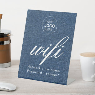 WiFi Password Code Business Logo Pedestal Sign