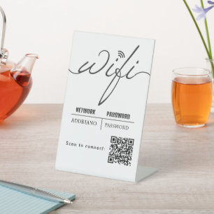 WiFi Password Code Gold Business Logo QR Code Pedestal Sign
