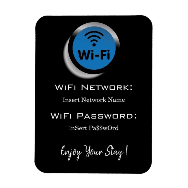 wifi password details black magnet (Vertical)