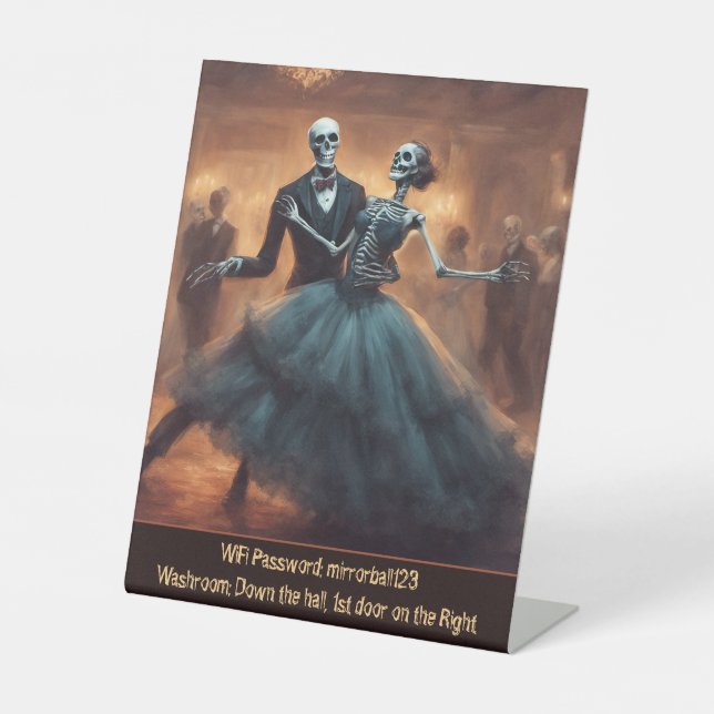 WiFi Password Halloween Dance Party Pedestal Sign (Front)