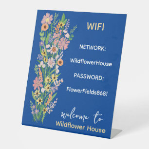 WIFI Password Handpainted Flowers Vacation Rental Pedestal Sign