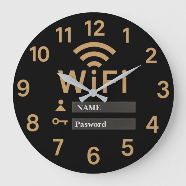 Wifi password  modern home network personalized large clock (Front)