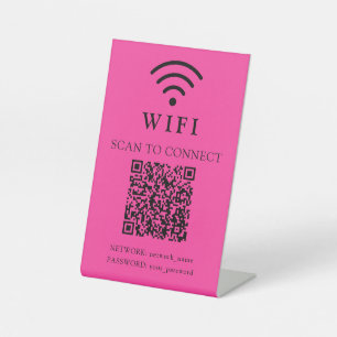Wifi Password & Network Business Logo and QR Code Pedestal Sign