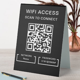 Wifi Password & Network Personalised QR Code Black