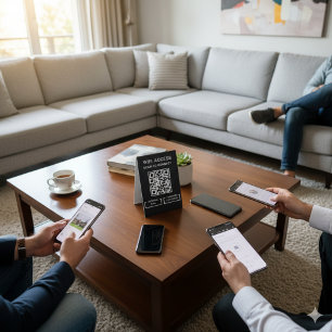 Wifi Password & Network Personalised QR Code Black