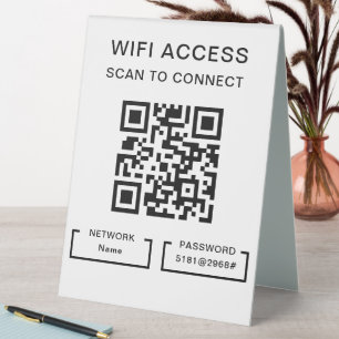 Wifi Password & Network Personalised QR Code White
