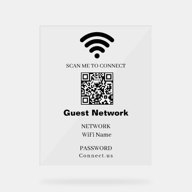 WiFi Password QR Acrylic Sign (Front)