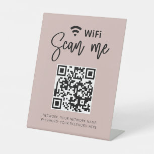 Wifi Password QR Code Girly Blush Pink Business Pedestal Sign