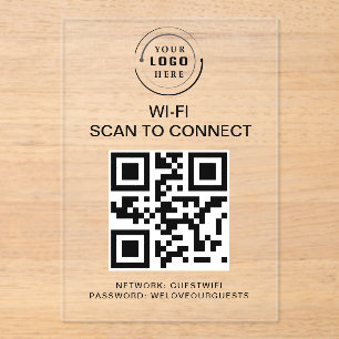 Wifi Password   QR Code Scan to Connect  Acrylic Invitations