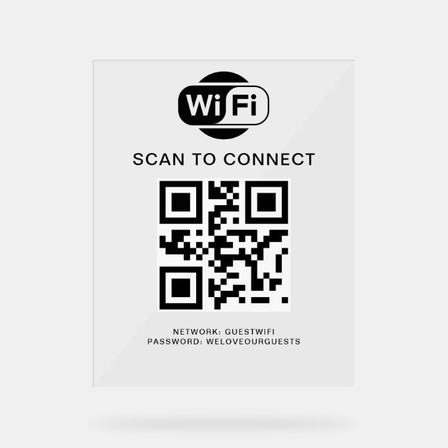 Wifi Password | QR Code Scan to Connect Acrylic Sign (Front)