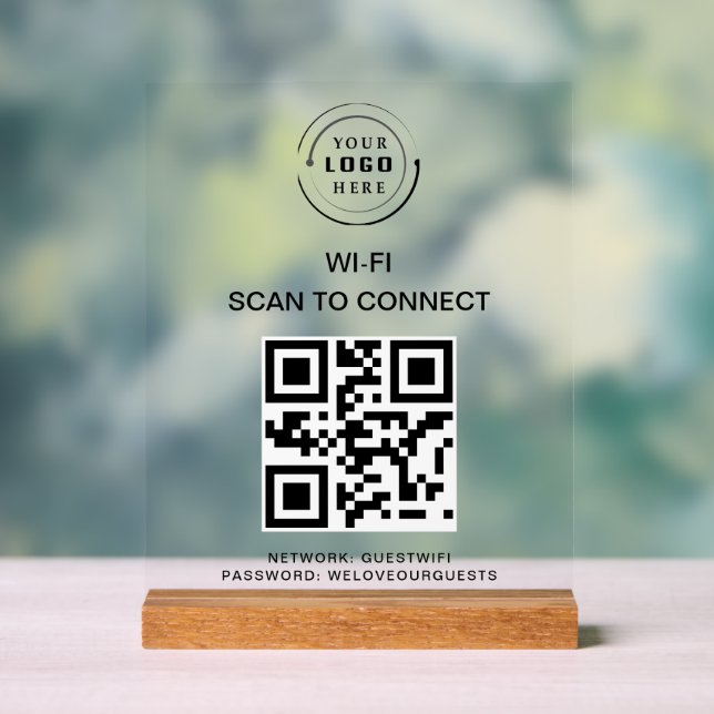 Wifi Password | QR Code Scan to Connect  Acrylic Sign (Neutral)