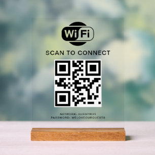 Wifi Password QR Code Scan to Connect Acrylic Sign