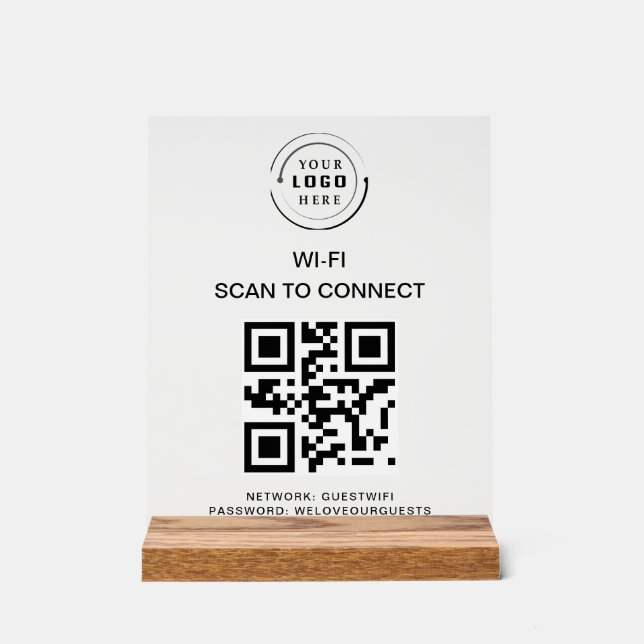 Wifi Password | QR Code Scan to Connect  Acrylic Sign (Front)