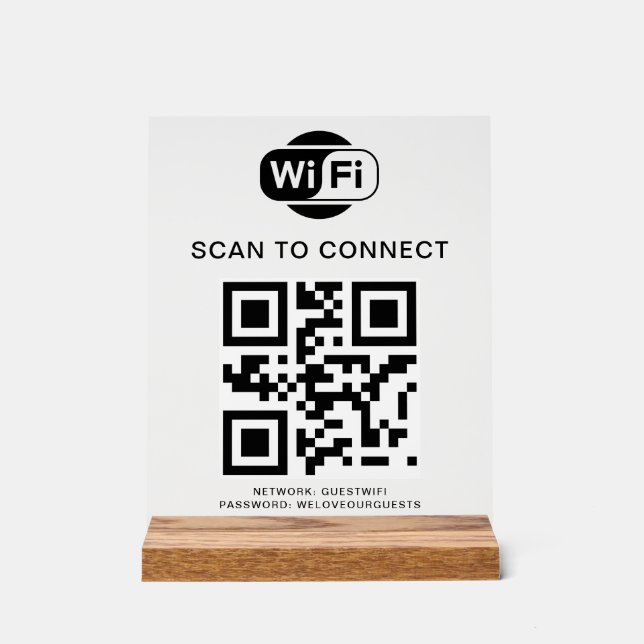 Wifi Password | QR Code Scan to Connect Acrylic Sign (Front)
