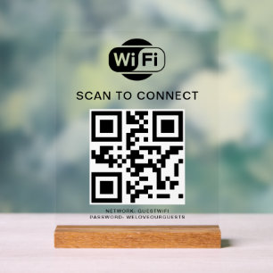 Wifi Password QR Code Scan to Connect Acrylic Sign