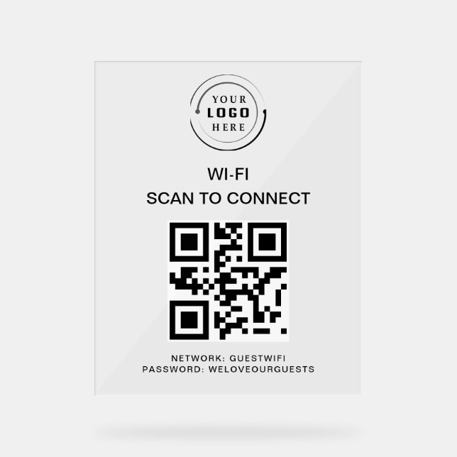 Wifi Password | QR Code Scan to Connect  Acrylic Sign (Front)
