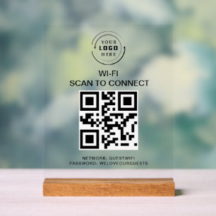 Wifi Password   QR Code Scan to Connect  Acrylic Sign