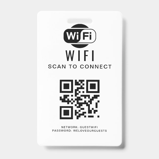 Wifi Password | QR Code Scan to Connect ID Badge (Front)