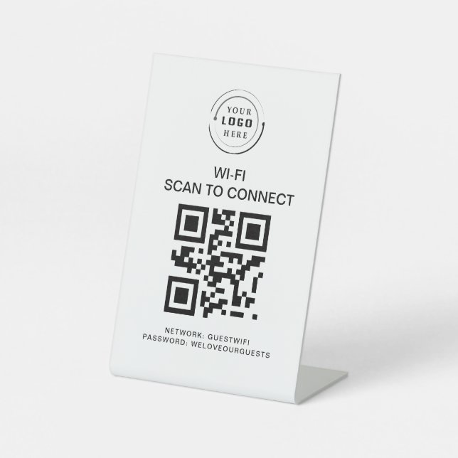 Wifi Password | QR Code Scan to Connect  Pedestal Sign (Front)