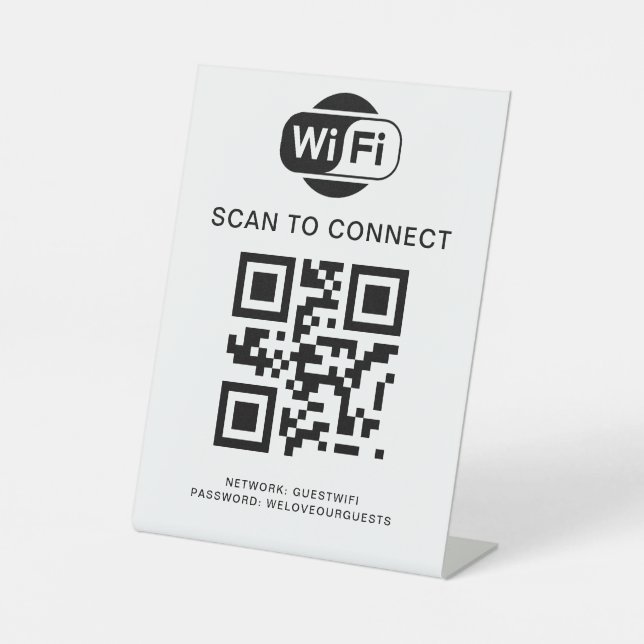 Wifi Password | QR Code Scan to Connect Pedestal Sign (Front)
