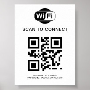 Wifi Password   QR Code Scan to Connect  Poster