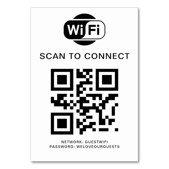 Wifi Password | QR Code Scan to Connect Table Number (Front)