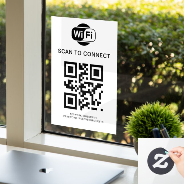 Wifi Password | QR Code Scan to Connect Window Cling (Office)