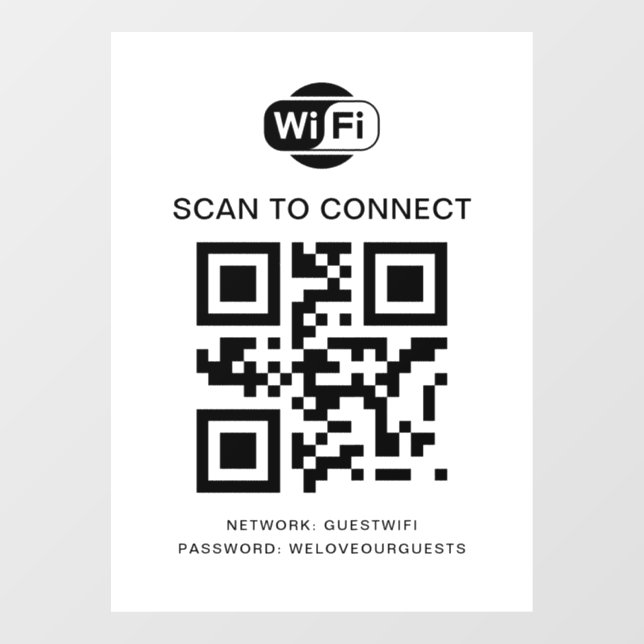 Wifi Password | QR Code Scan to Connect Window Cling (Sheet)