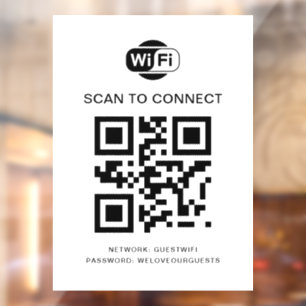 Wifi Password QR Code Scan to Connect Window Cling